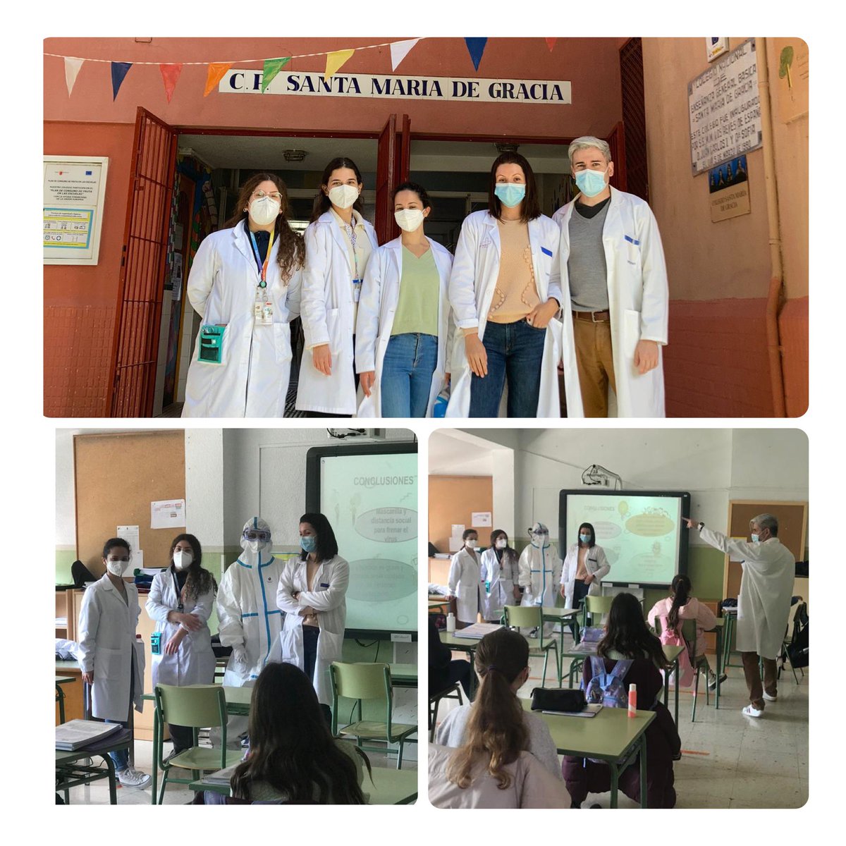 CeipSta's tweet photo. En @ceipsta nos ha visitado un equipo de sanitarios del Centro de Salud de Santa María de Gracia y teacher Mónica y sus virus ha hablado a los + peques de la importancia del lavado de manos :trabajando #prevencióncovid en diferentes niveles.#colessegurosniñosfelices #plandesalud https://t.co/VGtJp3GZx0