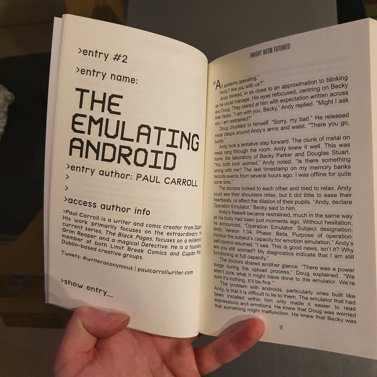 writeranonymous's tweet photo. Bright Neon Futures is here! Yay!

My story THE EMULATING ANDROID, is Entry #2

And @m_gearoid is inside, too! 🥳

Check out @NeonNightdrive for info on the book. I had to much fun with this one. 😄 https://t.co/8qKnOEPkga