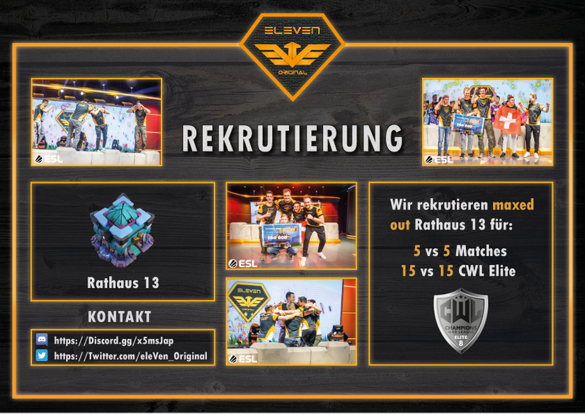 eleven_original's tweet photo. ‼️eVe Recruitment 2021! ‼️

⚡️Die Vorbereitung für das WM Jahr starten! Wir öffnen unsere Türen und suchen neue Mitstreiter, die Lust und den Willen haben, sich in eleVen Original zu beweisen 😎💪

➡️Bewerbung auf unserem DC Server, Link in BIO!🙌🔥

⚔️Let's go eVe! ⚔️ https://t.co/pUsksfXdxY