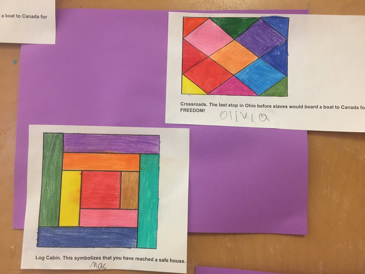RachelCha9's tweet photo. #BlackHistoryMonth Learning about Freedom Quilts and the important code messages they had for Freedom Seekers @stpatsNF Cross-curricular learning #Literacy #Numeracy #Arts #CatholicGraduateExpectations @niagaracatholic https://t.co/4uufaWFazs