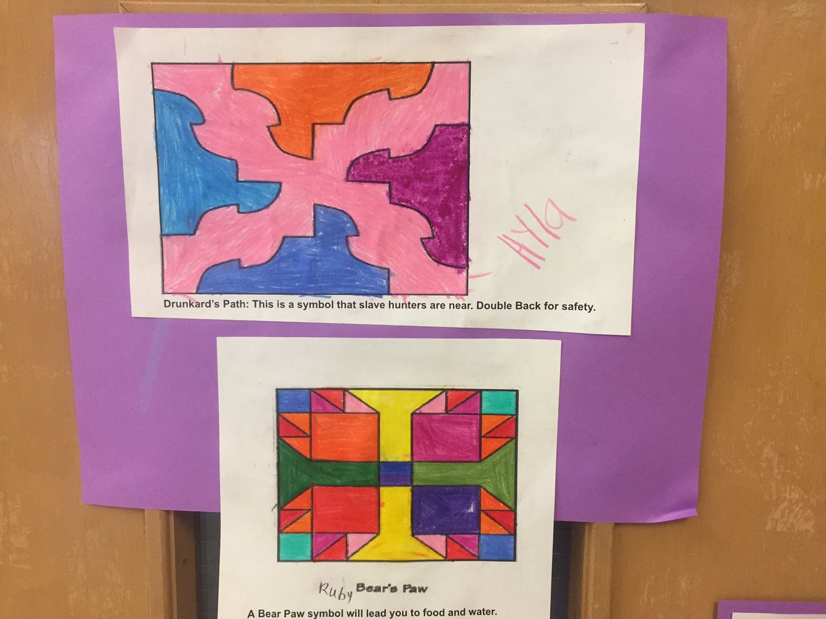 RachelCha9's tweet photo. #BlackHistoryMonth Learning about Freedom Quilts and the important code messages they had for Freedom Seekers @stpatsNF Cross-curricular learning #Literacy #Numeracy #Arts #CatholicGraduateExpectations @niagaracatholic https://t.co/4uufaWFazs