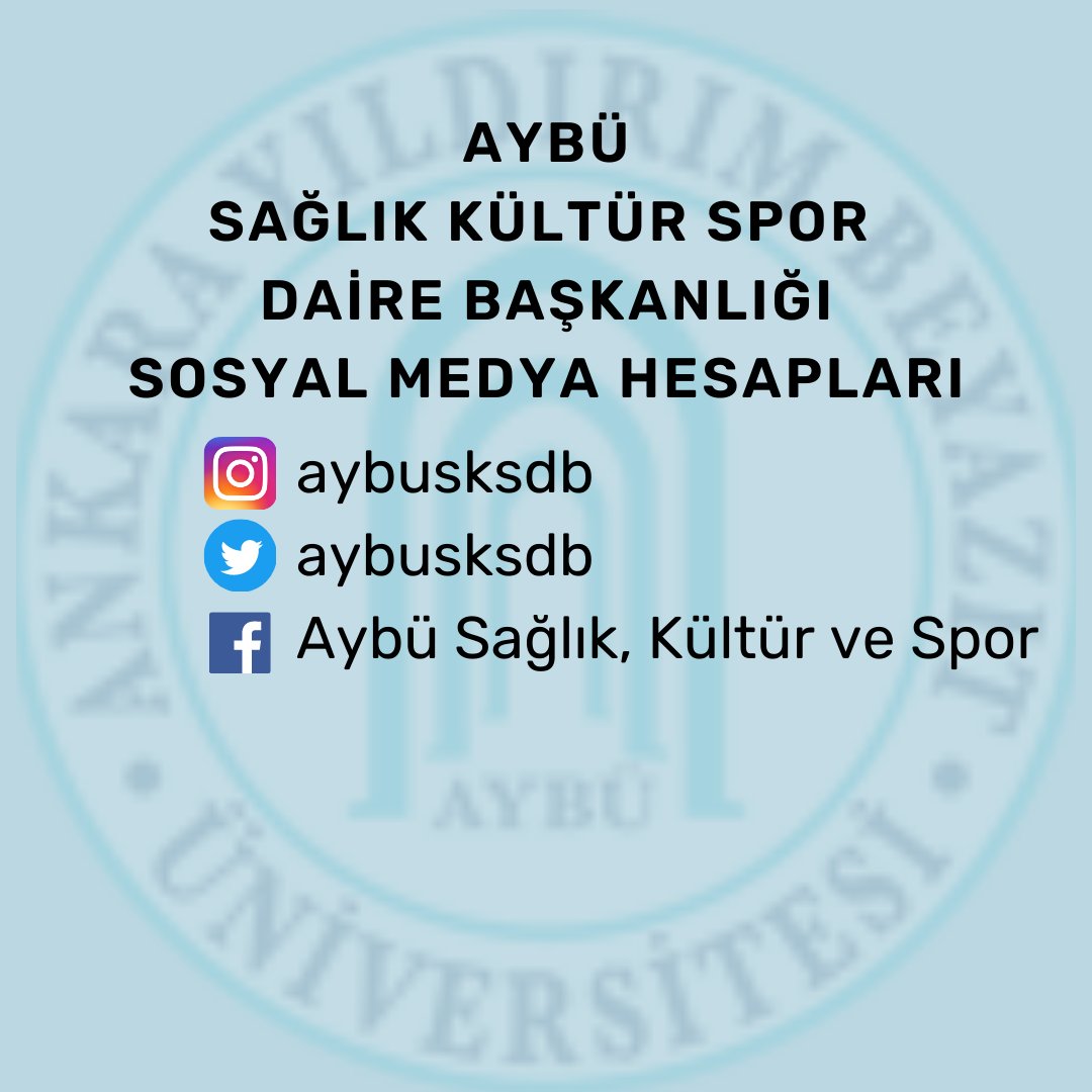 Yeni sosyal medya hesaplarımız aşağıdaki gibidir. Güncel kulüp paylaşımları için takip edin.
#aybu #sks #saglik #kultur #spor #aybusks