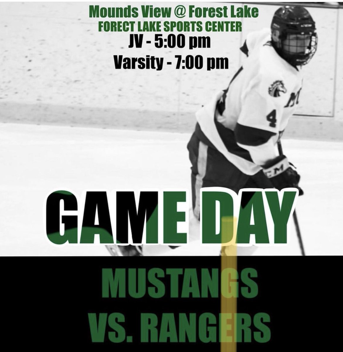 MVHSHockey's tweet photo. It’s Game Day! Mustangs (5-5-1) play their only game north of Shoreview tonight vs Forest Lake @flrangershockey (8-3-2). Heading into home stretch now with 7 games in the next 16 days! Game can also be found streaming at https://t.co/13VtadSAj1 #finishstrong #workforeverything https://t.co/8pGvuyn3Lp