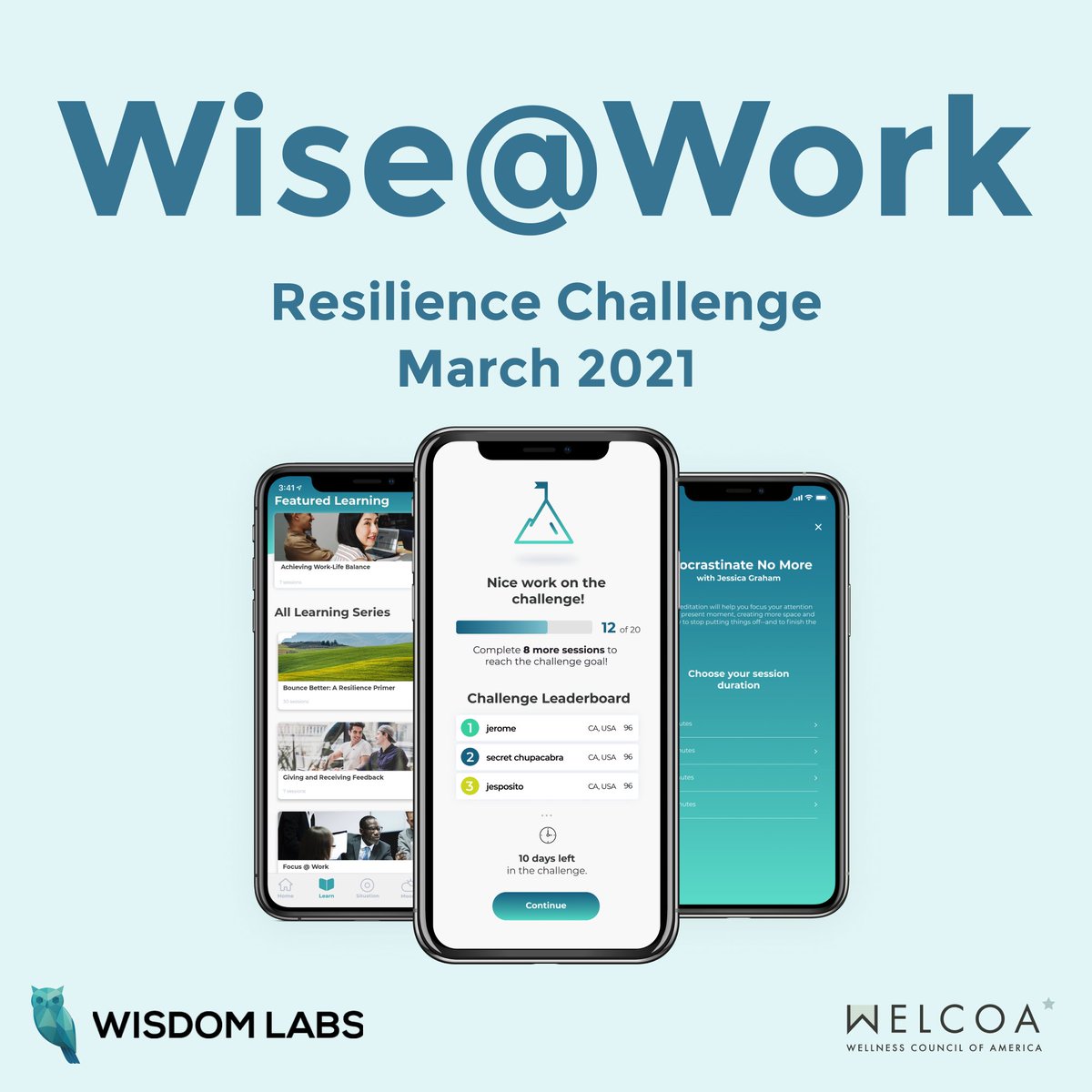 Proud to partner with <a href="/wisdomlabsinc/">Wisdom Labs</a> for their March Resilience Challenge, a month-long program designed to reduce stress, and build resilience in the workplace using the science of mindfulness. Sign up your company to enjoy this free initiative: wisdomlabs.com/resilience-cha…