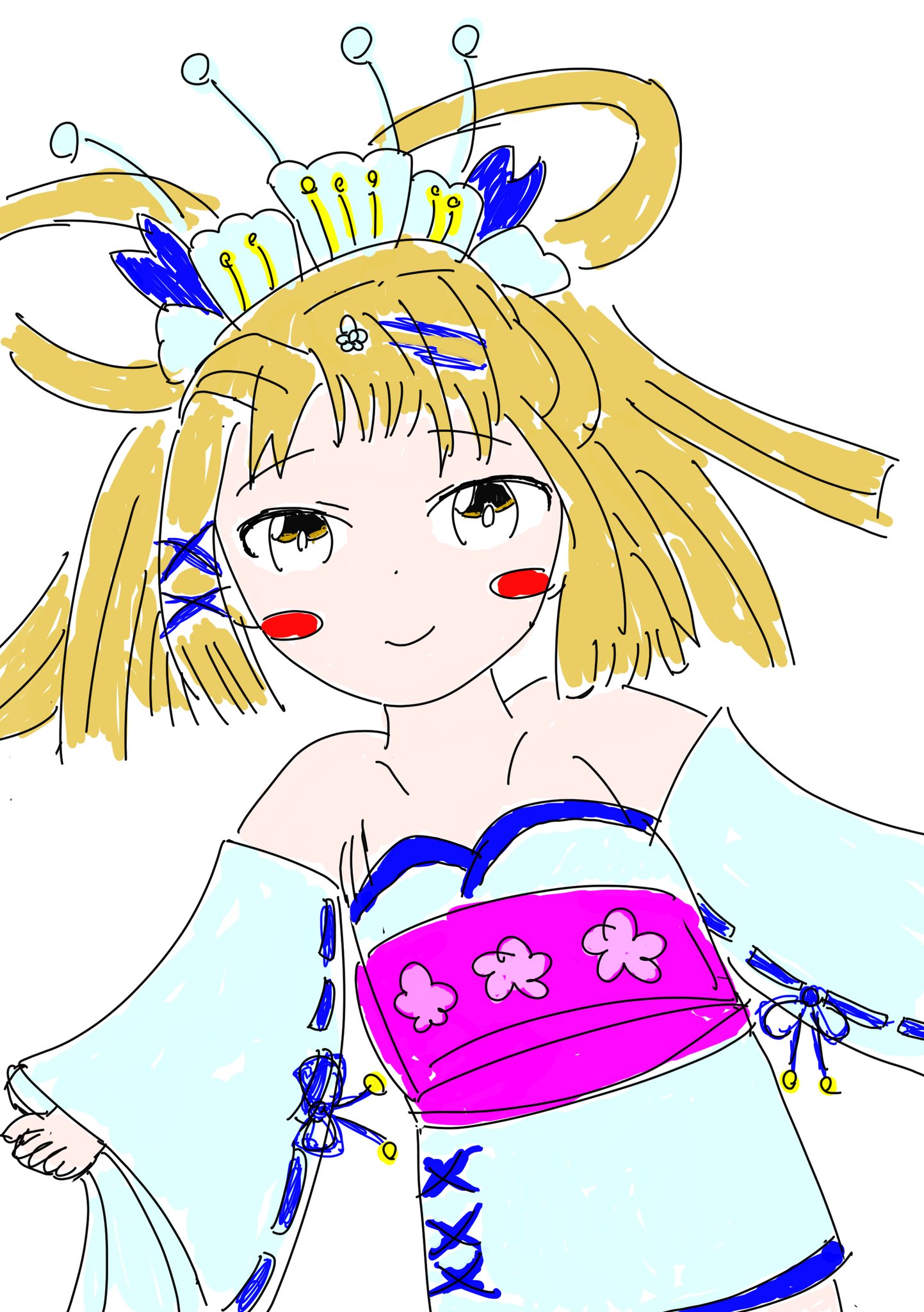 あま モンスト深夜のお絵かき60分一本勝負 主催者様 Mnst Onedro お題 ランダム指定モンスター 木花咲耶姫ｘ