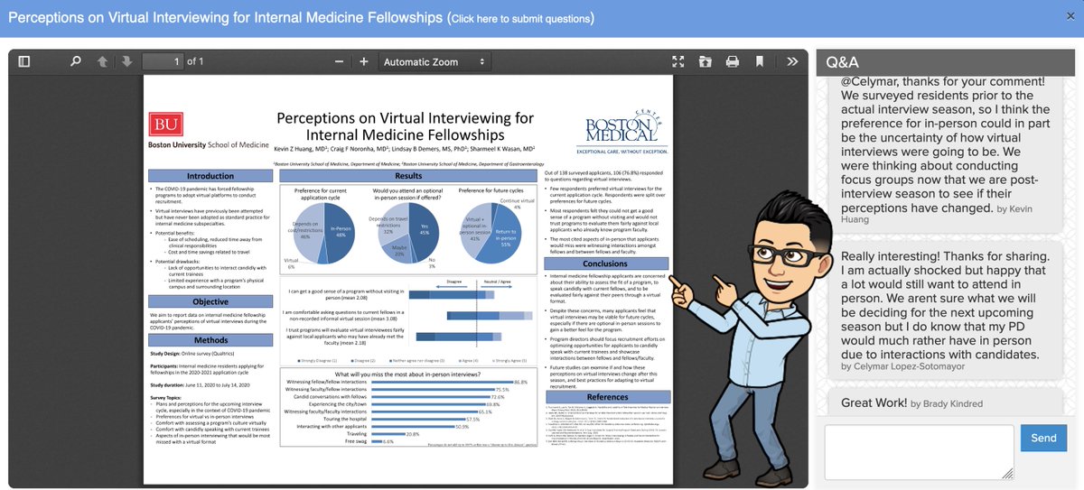 kzhuangmd's tweet photo. Virtual me presenting a virtual poster about virtual interviews at the virtual #ACGME2021 conference. Did I mention it's virtual?

Really grateful for the opportunity to present this work and happy to see so much interest in this topic!

@SharmeelKW @cnoronha77 @lbdem https://t.co/cWRb9TjyPI