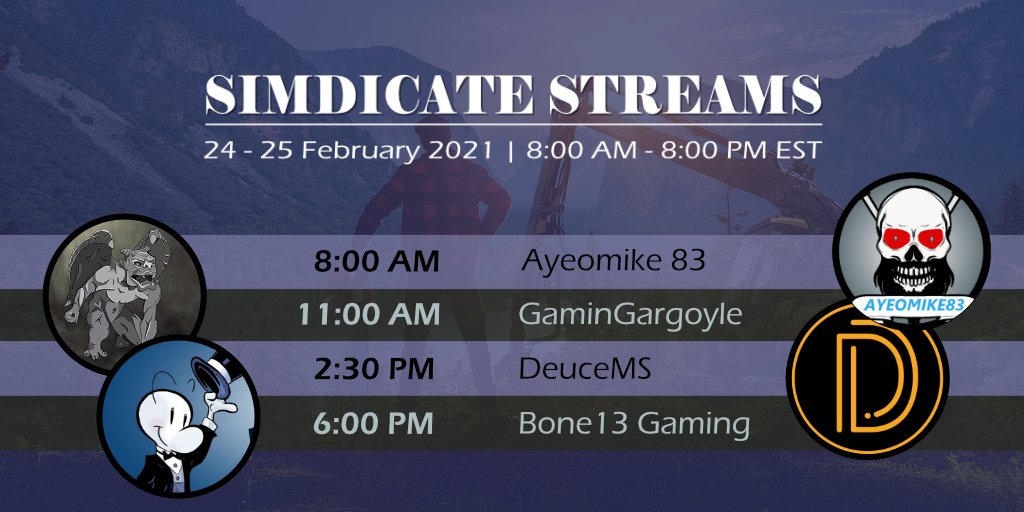 ToplitzProd's tweet image. Lumberjack's Dynasty full release is NOW AVAILABLE on Steam! bit.ly/2E4YTJW
Thanks to the Simdicate team who are are streaming again today from 8am-8pm EST on YouTube. Check them out! @GaminGargoyle @Ayeomike83 @DeuceMS @Bone1312