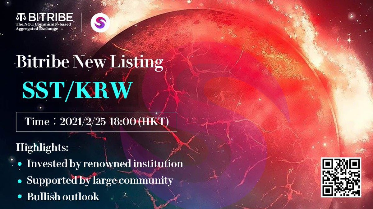 Bitribeofficial's tweet image. New #Bitribe Listing : SST/KRW

Bitribe will list $SST/ KRW trade Pair.

$SST is a rapidly developing asset invested by renowned institutions. 
Asset have a large community support with a bullish outlook.

Trade - 2021.2.25 18:00 (HKT)

Happy trading ~

@Sky201805