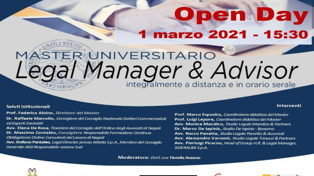 is_partners's tweet photo. 🛑Lunedì #1marzo alle 15.30 @MarcoDeiapinis tra i relatori dell'open day del master @Uniparthenope Legal Manager &amp; Advisor. 

Partecipa su #MicrosoftTeams ▶️ https://t.co/w2eomnPHyG

Lo Studio De Iapinis - Bonomo è #partner del #Master | #docenti #borsadistudio #tirocinio https://t.co/GYZQCEXaJf