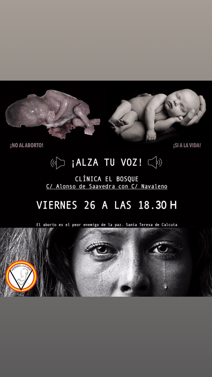 mariamartelcano's tweet photo. “El aborto es el peor enemigo de La Paz, porque si una madre es capaz de destruir a su propio hijo, ¿qué me impide matarte? ¿Qué te impide matarme? Ya no queda ningún impedimento” Santa Teresa de Calcuta #porlamujer #porelbebe #NoAlAborto #ViernesPorLaVida #VxV @canasporespana https://t.co/hkvT8R0oM0