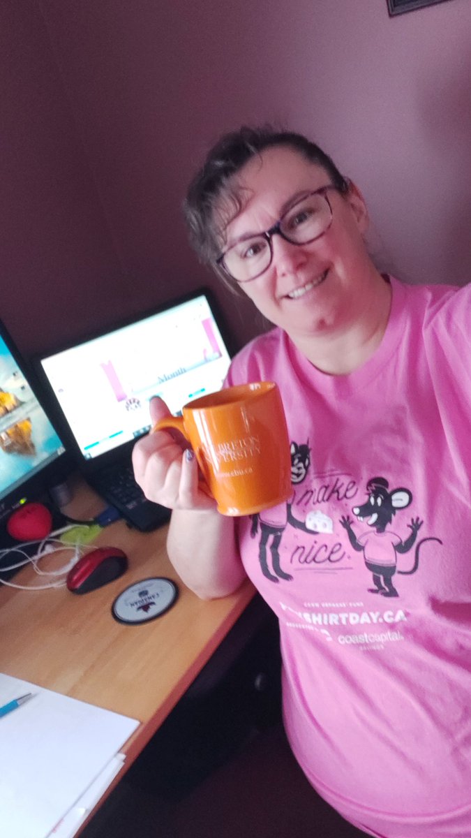 VanessaLee72's tweet photo. Yesterday was #PinkShirtDay February is #ViolencePreventionMonth I've been wearing pink or purple all month - pink all this week ;) #niceneedsnofilter #spreadkindness #StandUpDay @violence621 @KidsHelpPhone @CBUAlumni @pinkshirtday @OSW_GovNL @CYNSouthwestern https://t.co/WHusrScPei