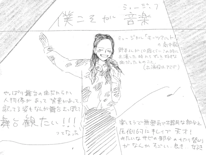 のっ会オンラインハッピーバースデー楽しかったよ落書き(僕こそがミュージックについての呻き声)
音楽好きだけど舞台観るまでは劇中歌ってほとんど聞いたこと無かったからそういう曲の魅力を知れて好きが増えて幸せー! 