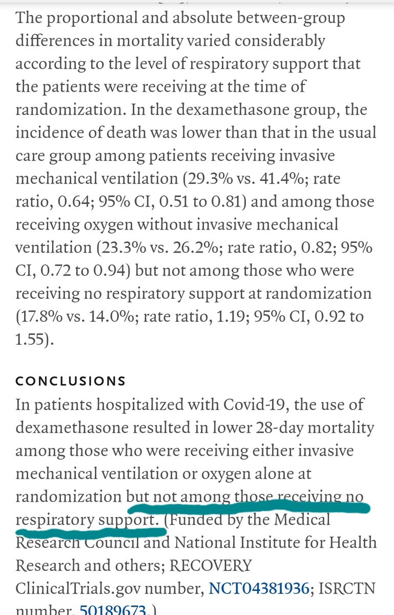 MediCasos's tweet photo. ‼️‼️‼️ ATENCION ‼️‼️‼️

25 de Febrero del 2021.
@NEJM 

📣📣 📣📣📣📣
El uso de dexametasona en Pacientes que NO requieren OXÍGENO, Aumenta la Mortalidad en Pacientes con COVID19 https://t.co/lNfaQPIPkc