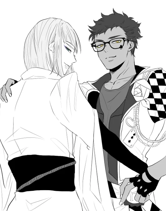 実験の失敗でアルビノとメラニズムになっちゃったサイエンス部ルクトレ?♣️
逆も有りだなぁ……?
この後見事に白黒カラーになった2人を見てクルーウェル先生もご満悦? 