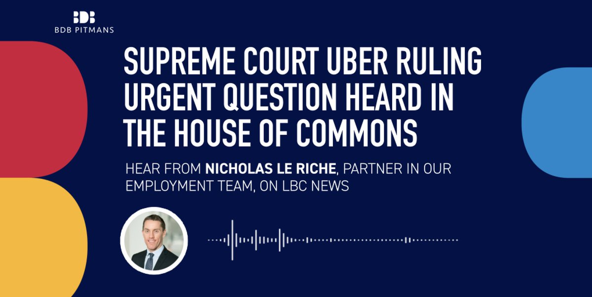 Ministers face pressure to change law following #Uber landmark court ruling - Nicholas Le Riche, Partner in our #employment team, discusses #HouseofCommons Urgent Question in an interview with <a href="/chrisgolds/">Christopher Golds</a> of <a href="/LBCNews/">LBC News</a>. Listen to the interview here: bit.ly/2MrGgaU