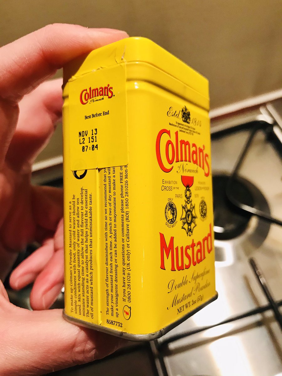 BrettanioA's tweet photo. @ColmansUK dig it out!!! Got to be up there for the UK’s oldest household tin... surely?  #digitout #colmans #colemansmustard #cupboardclearout https://t.co/jRzzsofXCj