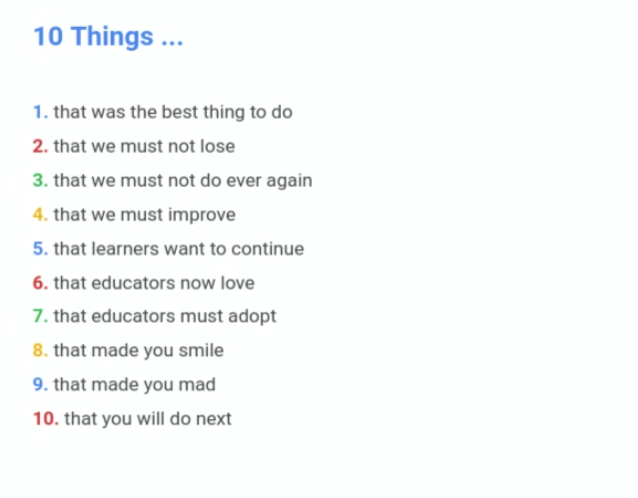 CloudBusiness9's tweet photo. Awesome fun in the #virtualstaffroom today as it hit the #200 milestone. To the educators from all over the world who joined us, we salute you. Special thanks to @GoogleForEdu who beamed in & challenged our thinking as per the questions below. After 2020, what are your answers? https://t.co/qBNJ1t5tyj