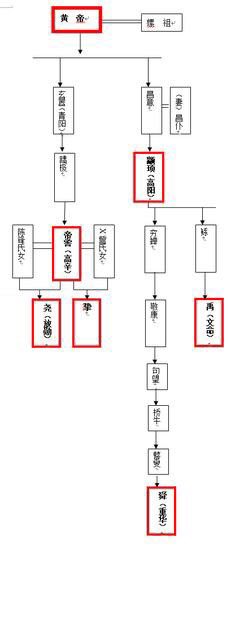 この動画で紹介した三皇五帝の関係を示した図。正確性はわかりませんが、堯舜禹は理想的な禅譲と言っても親戚だったようです 