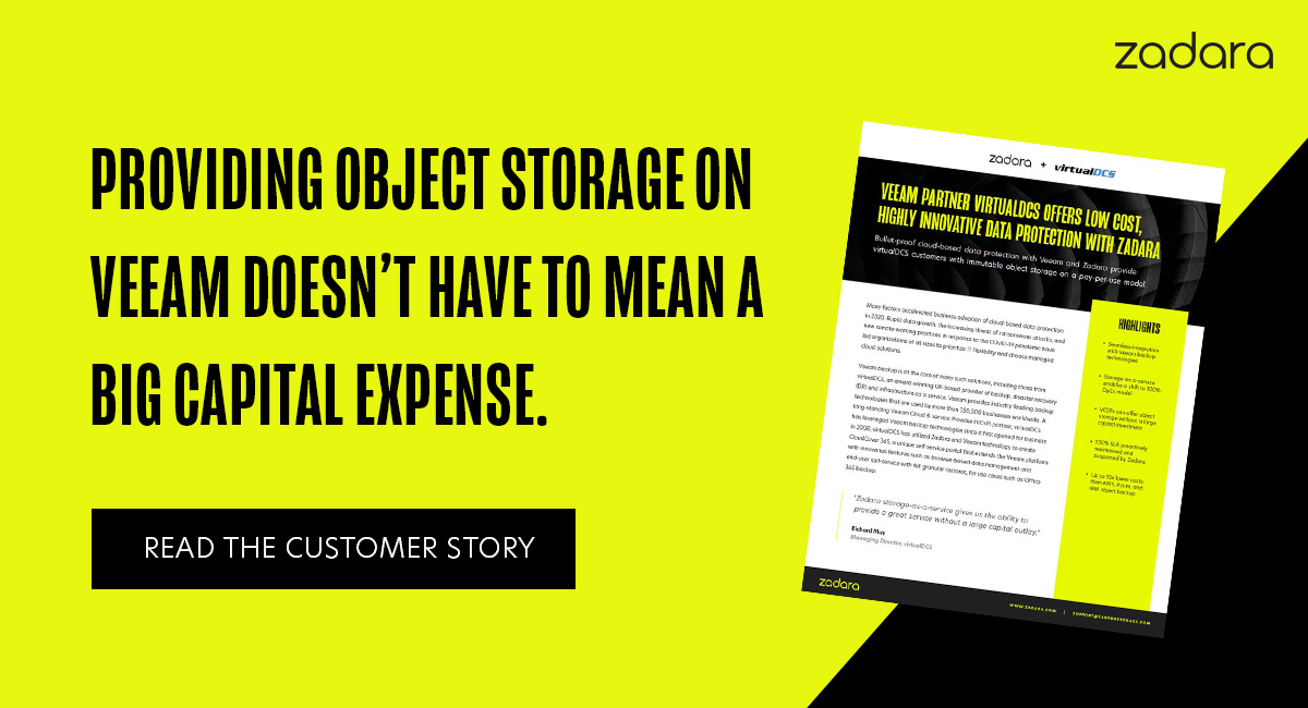 Zadara's tweet photo. Bullet-proof cloud-based data protection with #Veeam and #Zadara provide
#virtualdcs customers with immutable object storage on a pay-per-use model. Read the full story https://t.co/32UhYN31PM
#clouddata #objectstorage #data https://t.co/Y0tbhA8tKr