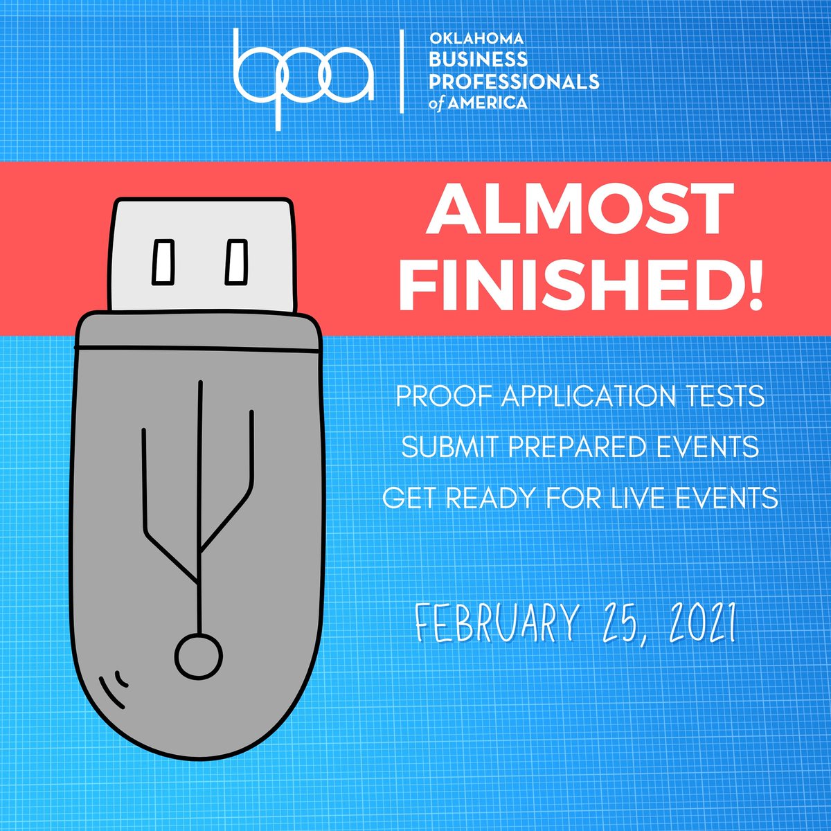 OklaBPA's tweet photo. Application tests and prepared events are due tomorrow! Proof all work prior to submitting! https://t.co/GpmtrK94fl