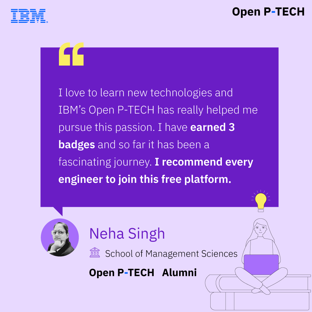 Designed by the experts at IBM, Open P-TECH courses are enabling 1000s of students across India to kickstart their career in technology and future-proof their professional journey. 
Visit ptech.org/open-p-tech to learn more about our free courses
#OpenPTECH #GoodTechIBM