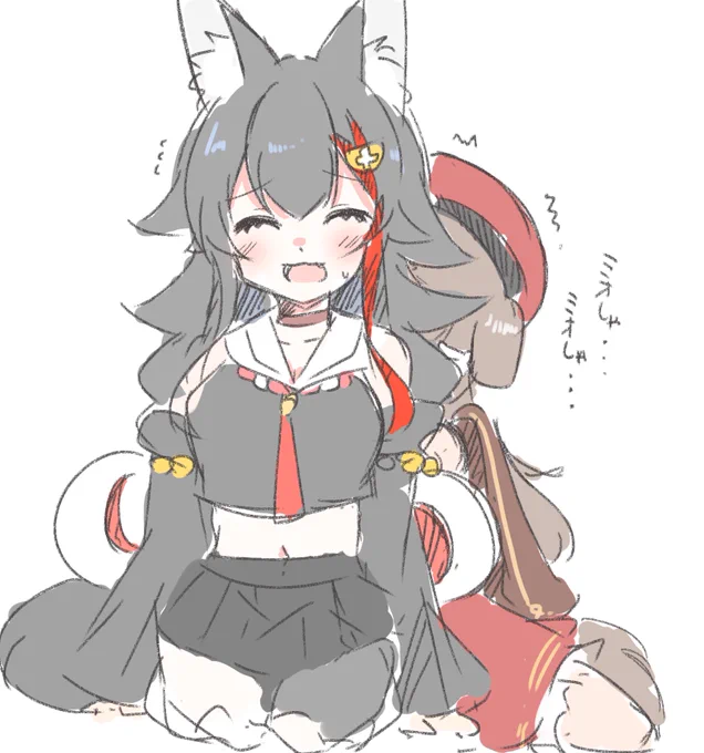 こわくてミオちゃんの後ろに隠れちゃうころさんが可愛かった
#みおーん絵 
#できたてころね 
#ふたりは神様MaxDOG 