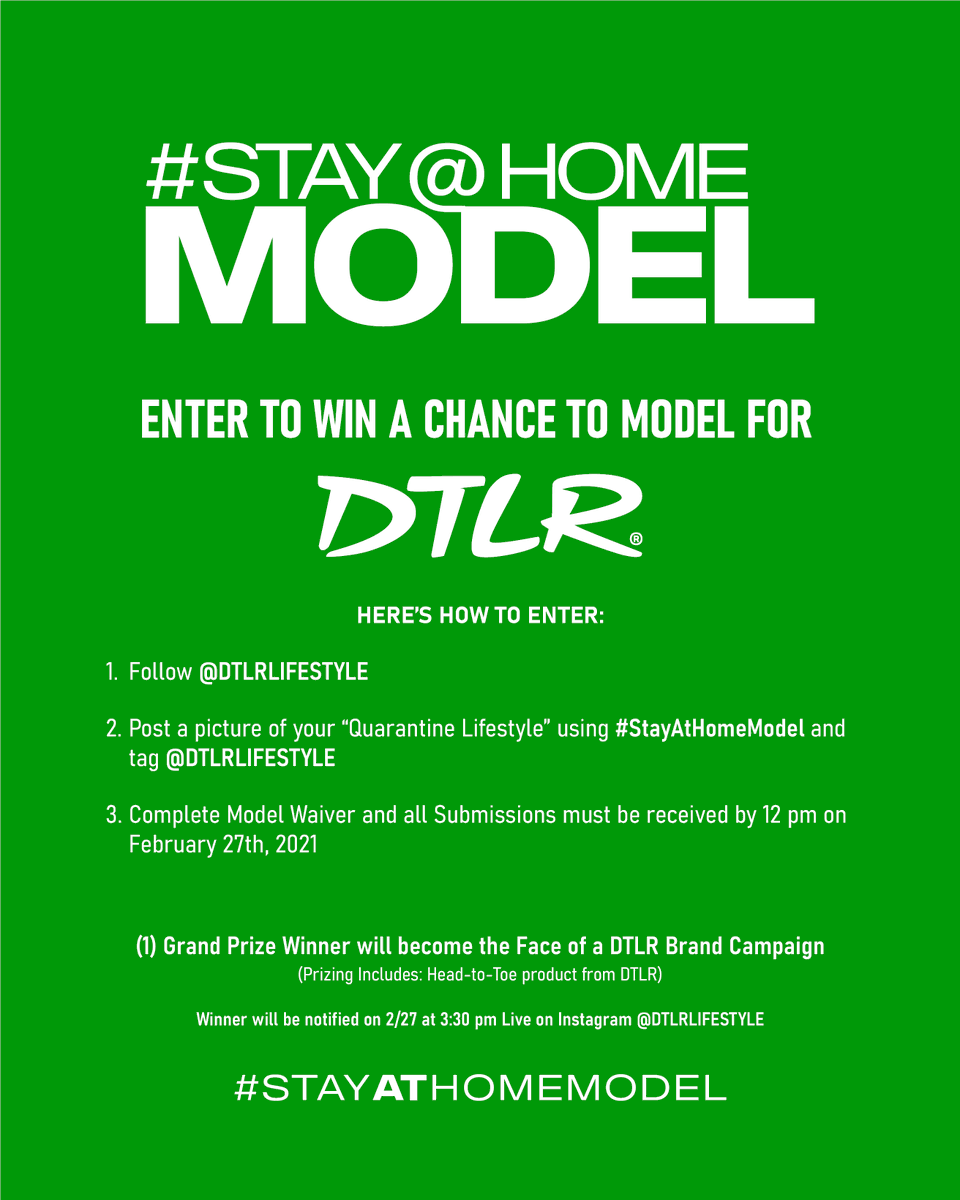 DTLRVILLA's tweet photo. π¨ CALLING ALL MODELS π¨ Here's your chance to model for #DTLR. It's Simple:
ππΎ Follow @dtlrlifestyle (IG)
ππΎ Post a pic of your "Quaratine Lifestyle"
ππΎ Use #StayAtHomeModel
ππΎ Complete model waiver - https://t.co/dToxjTrh0X
ππΎ Winner Announced 2.27 @ 3:30pm.
@CIAAForLife https://t.co/cgUjrWXhgy