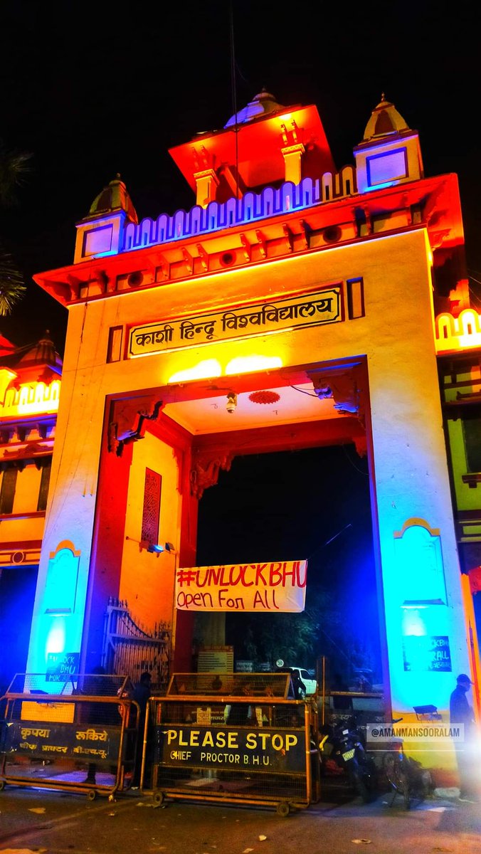 nsaibalaji's tweet photo. BHU students are sitting on protest from last 5 days demanding the reopening of the University!

Elections are happening, movie theatres have opened, but universities are kept closed!

Reopen BHU immediately !

#Unlock_BHU https://t.co/ynttJlnEsQ
