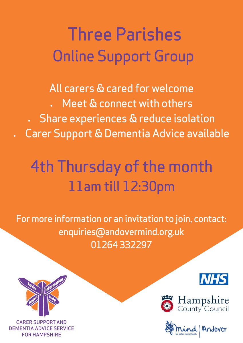 DFThreeParishes's tweet image. We are delighted to announce the start of a new monthly Three Parishes online support group for carers &amp;amp; cared for in Clanfield, Horndean and Rowlands Castle in partnership with @merchistounhall and Carer Support Group and Dementia Advice Service for Hampshire.