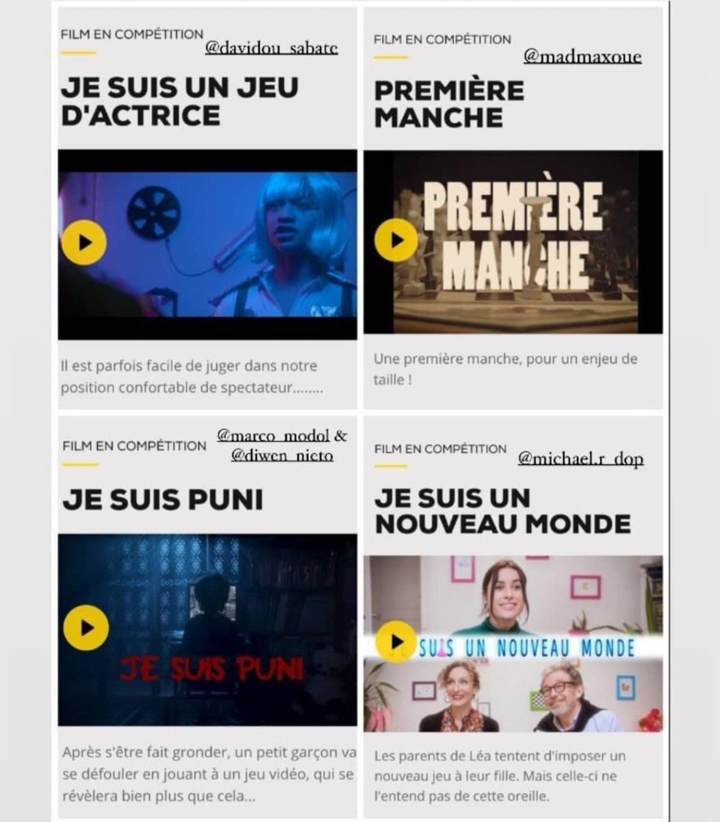 On participe cette année au <a href="/festivalnikon/">Nikon Film Festival</a> avec 4 films, voici les liens pour voter :
festivalnikon.fr/video/2020/115
festivalnikon.fr/video/2020/1268
festivalnikon.fr/video/2020/1331
festivalnikon.fr/video/2020/1483