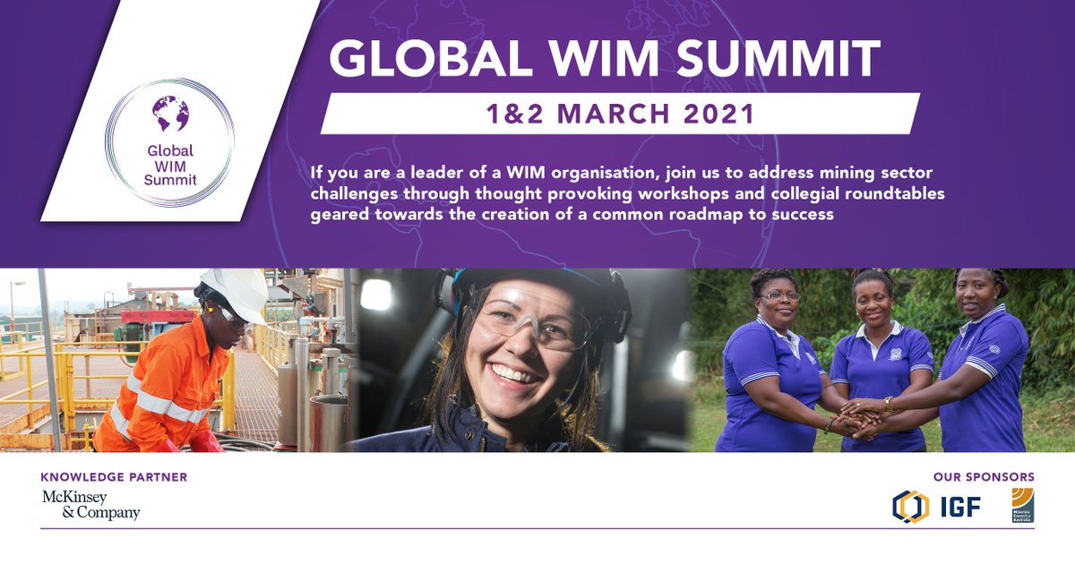 IGFMining's tweet photo. We are proud to sponsor & participate in @IntWiM's inaugural Global WIM Summit for WIM organization leaders next week on March 1 & 2.
If you are a leader of a WIM organization, contact info@internationalwim.org to register.
#GlobalWIMSummit #WomenInMining #Gender #Mining https://t.co/Xqei5rX06g