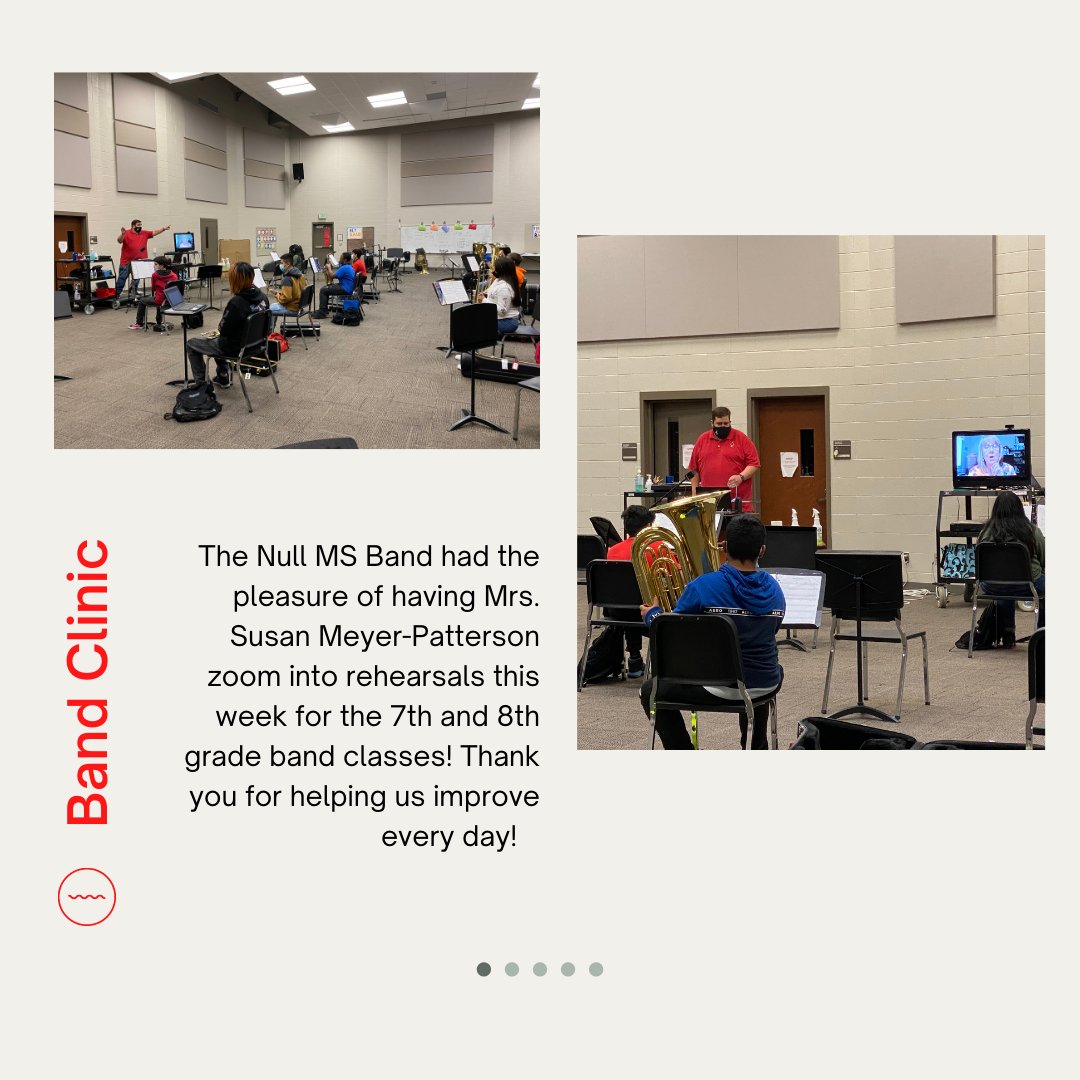 BandNull's tweet photo. The Null MS 7th and 8th grade bands were privileged to have 
@bandsusan zoom into our classes to provide helpful information to our students and directors! #zoommeeting #nullmsband #soundofthestallions https://t.co/pM56BhDCD7