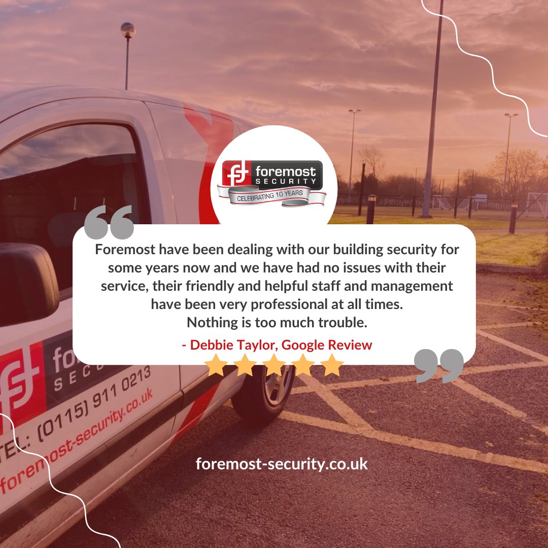 ForemostSecurit's tweet photo. REVIEW OF THE WEEK!
โญ๏ธโญ๏ธโญ๏ธโญ๏ธโญ๏ธ
We just want to say a HUGE well done to the whole team at Foremost Security, we are living through tough times at the moment, and it makes us immensely proud when we see wonderful reviews like this!
#security #casestudy #foremostsecurity #review https://t.co/w15np6xPyT