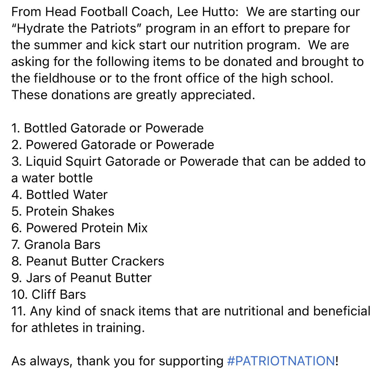WestsideHS's tweet photo. HYDRATE THE PATRIOTS https://t.co/jBD56p9yTq