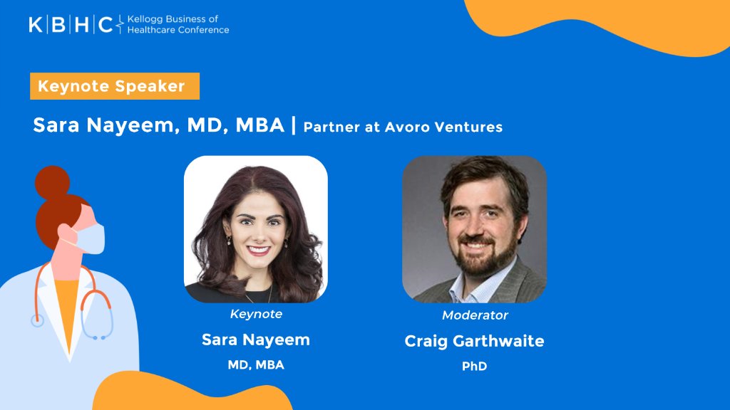 KelloggSchool's tweet photo. Introducing @KelloggBHC's 2nd keynote speaker, @SaraNayeem. Sara specializes in #investments in the biopharmaceutical space. Don't miss this interesting conversation moderated by Prof. @C_Garthwaite. Learn more about Sara: https://t.co/d0PRUsNDvj #KelloggHealthcare https://t.co/5jD2Y0kAU0