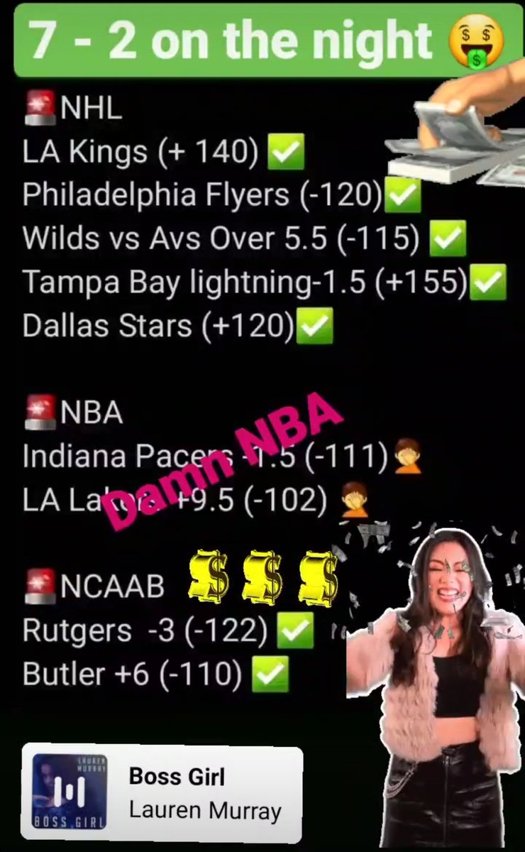 JoMaddenSports's tweet photo. About last night 😉 #money #getit #sweep #nhl #ncaab #nbaflop #bettingtips https://t.co/5Lzp7fLxeh