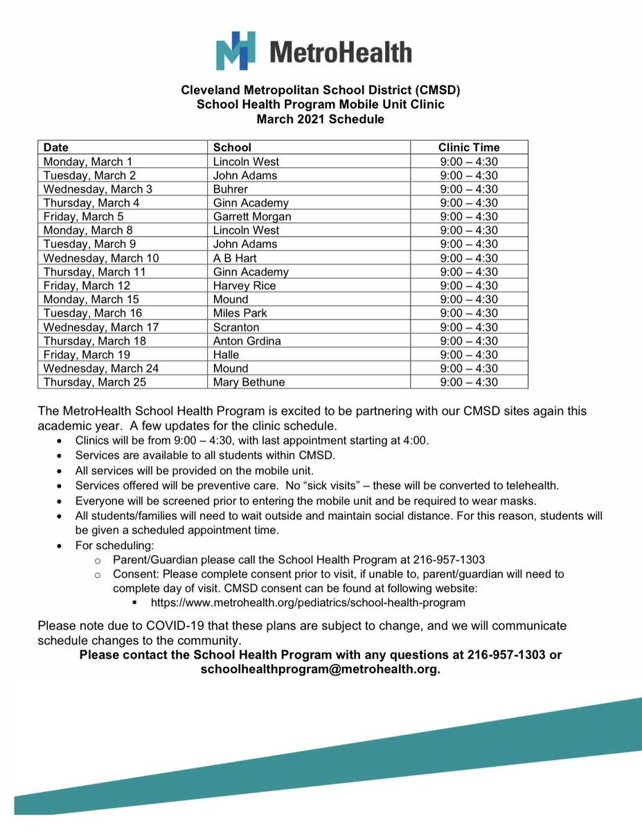 All parental guides please be sure to save the dates and times for the Metro Health lunch pick up 🤓