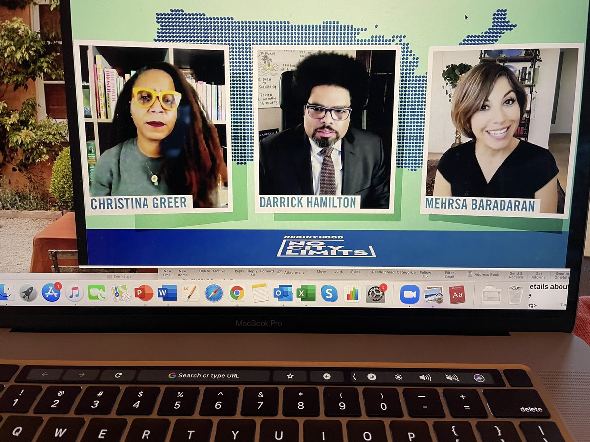 barbaratweber's tweet photo. “Policy can come first, ideas will have to lag.” @MehrsaBaradaran at @RobinHoodNYC #NoCityLimits with @Dr_CMGreer and @DarrickHamilton discussing the systemic roots of the racial wealth gap and how to close it VC: @RESULTS_Tweets https://t.co/LAIj5A72w7