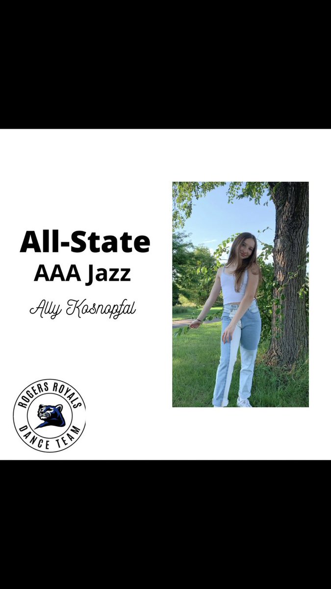 RogersDanceTeam's tweet photo. Congratulations to our four amazing teammates who were selected for the MADT All-State Dance Team!! We are so proud of you and excited for you all to represent RDT! 💙🖤

All-State AAA Jazz 
Kaelyn Hegman 
Ally Kosnopfal

All-State AAA Kick 
Lucy Brecht
Katelynn Cornwell https://t.co/b4WYEGThWk