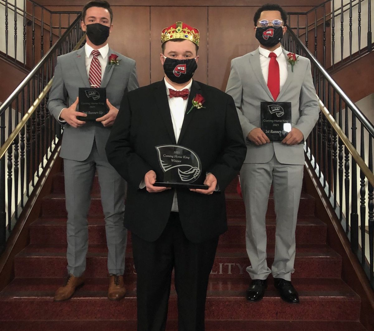 Bradon Burks was crowned WKU’s 2021 Coming Home King on Wednesday, February 24th. 

Jashaun York (right) was first runner-up. Reed Breunig (left) was second runner-up.

Read more about all 22 candidates and watch a video of the ceremony at bit.ly/3aT6cWl

#WKU <a href="/WKU_SA/">WKUStudentActivities</a>