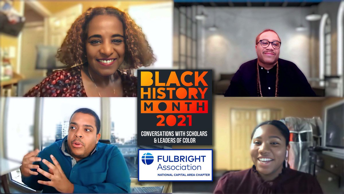 fulbrightncac's tweet photo. Thanks to all who joined us for our #BlackHistoryMonth Conversation w/Scholars &amp; Leaders of Color! We are SO grateful to @_almorefield &amp; @elmaestrojmnz — our special guests who shared their inspiring personal &amp; professional stories! #fulbright @fulbrightnoir @FulbrightAssoc https://t.co/rtqjkZ2mXe