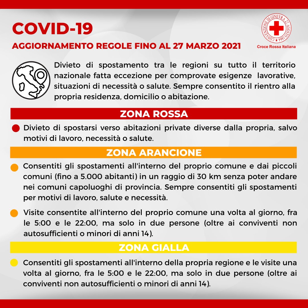 📍 Aggiornate le regole per il contenimento del #Covid19. Ecco le disposizioni per la mobilità fino al 27 marzo. 👇