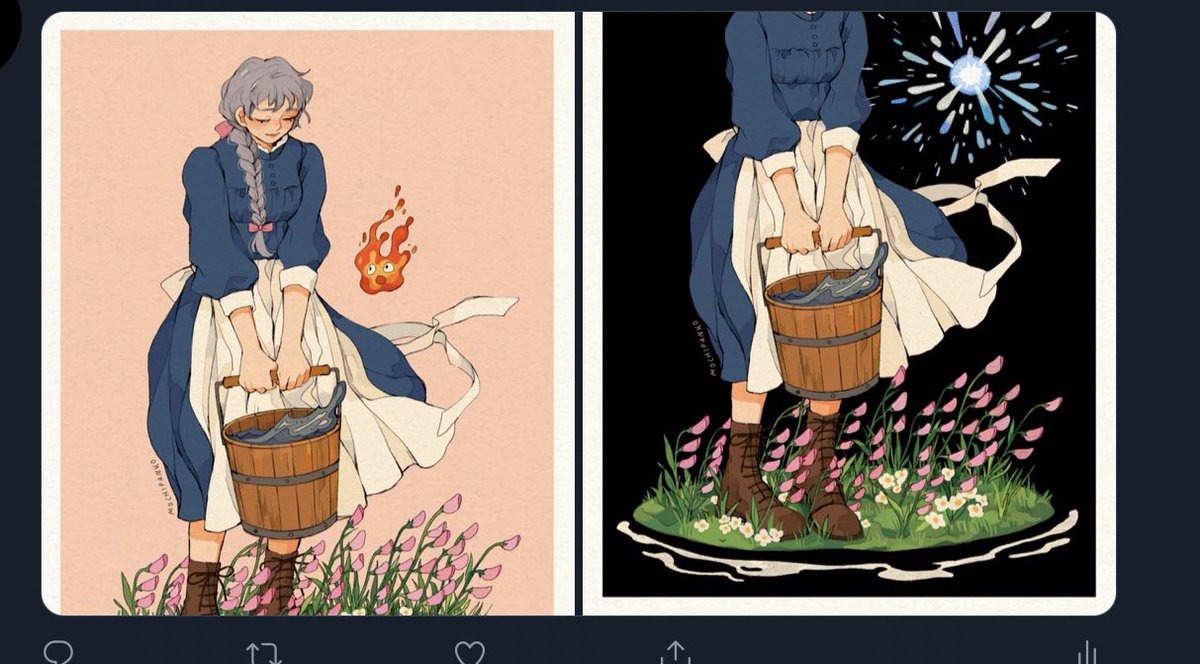 I originally wanted to simply post both versions next to each other but Twitter dot com decided to cut off Sophie's head in the dark version. ?? 