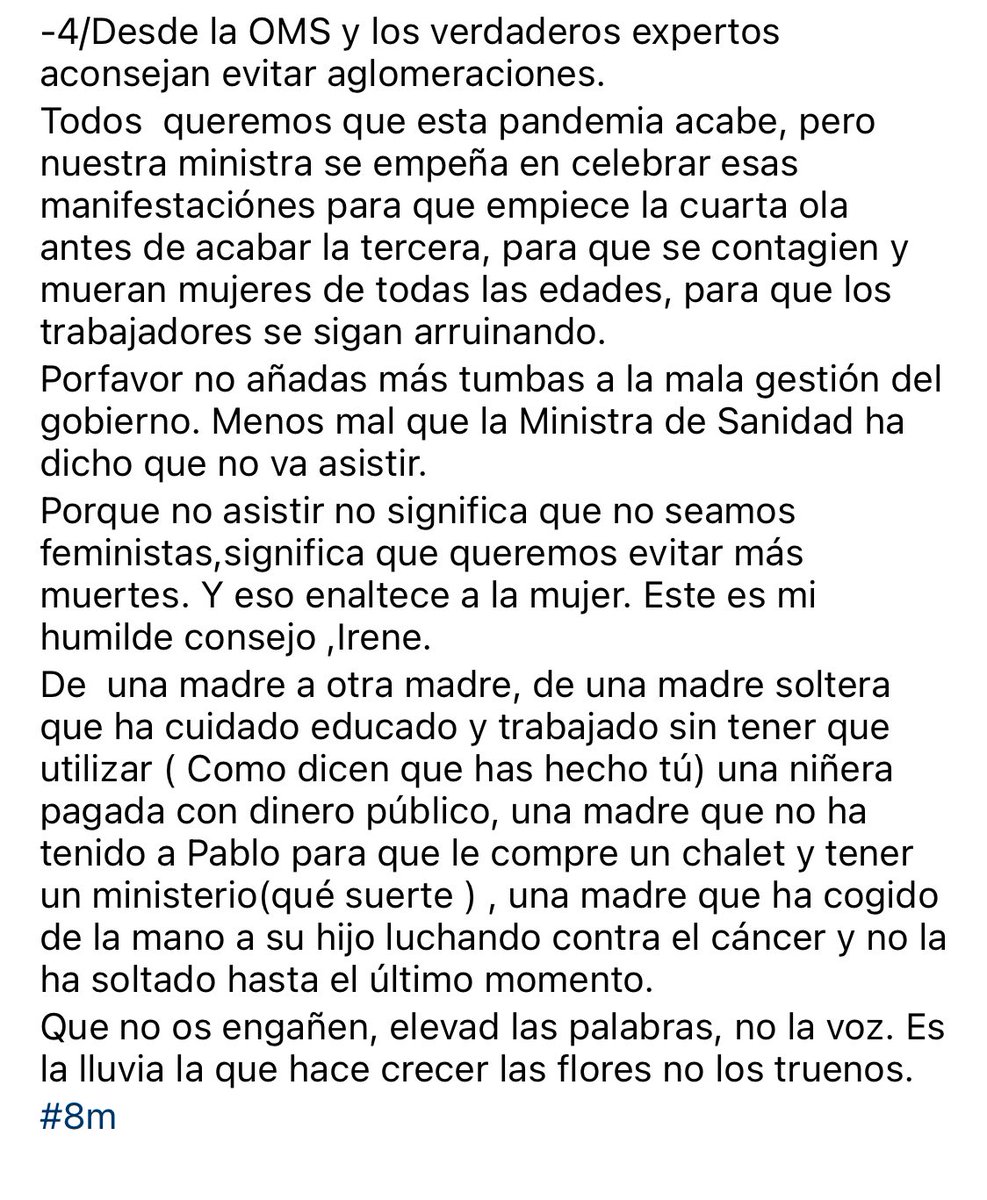 Ana Obregón en sus redes sociales sobre el 8M. No tienes vergüenza ninguna <a href="/IreneMontero/">Irene Montero</a> al igual que todos los que permiten tu circo.