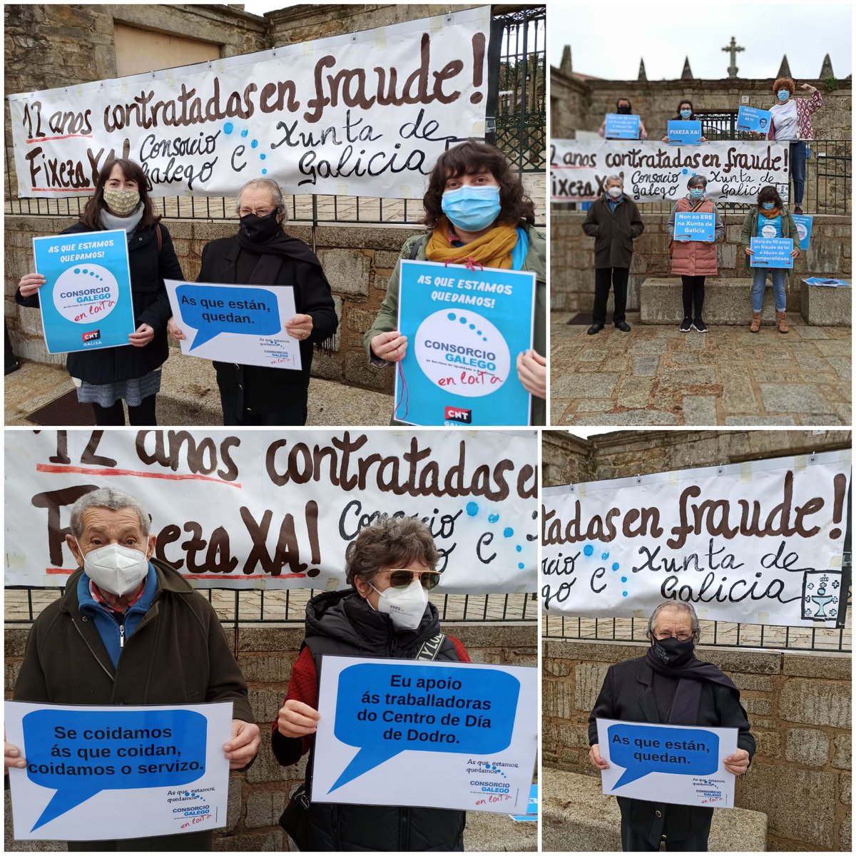 polygp97's tweet photo. As persoas usuarias e familiares do Centro de día de Dodro manifestaron o seu apoio as traballadoras en fraude do Consorcio Galego na xornada reivindicativa deste xoves @FeijooGalicia @Xunta escoita aos cidadáns. #fijezaYa #consorciogalegoenloita https://t.co/m4y7XFfaEJ