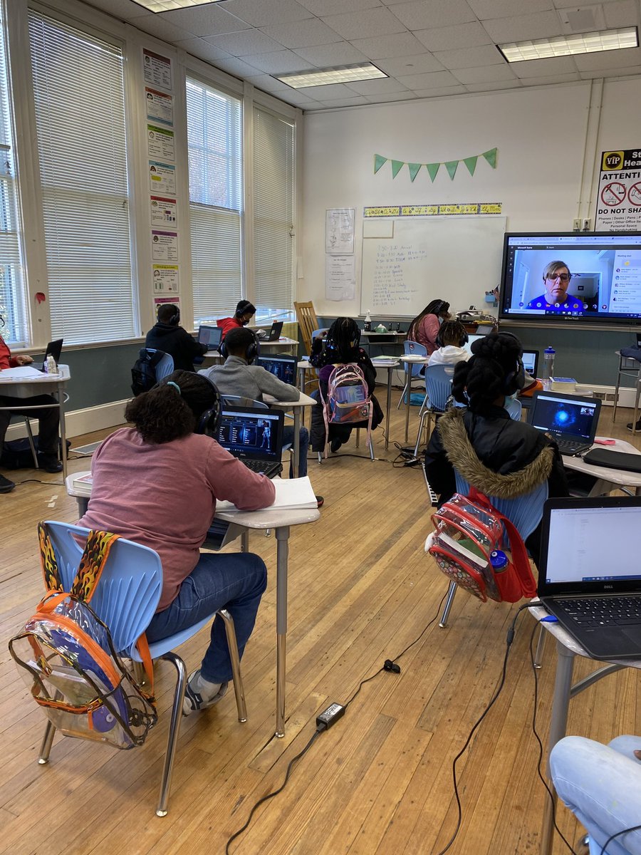 AlexIIEinsteins's tweet photo. Ms. Baima’s fifth grade class reinforces their fraction multiplying skills by playing Legends of Learning and Ms. Jackson’s first graders work toward their AR goals. #DLD2021 #WeAreSTEM #AlexII @BibbSchools https://t.co/m0jJV8X8Me