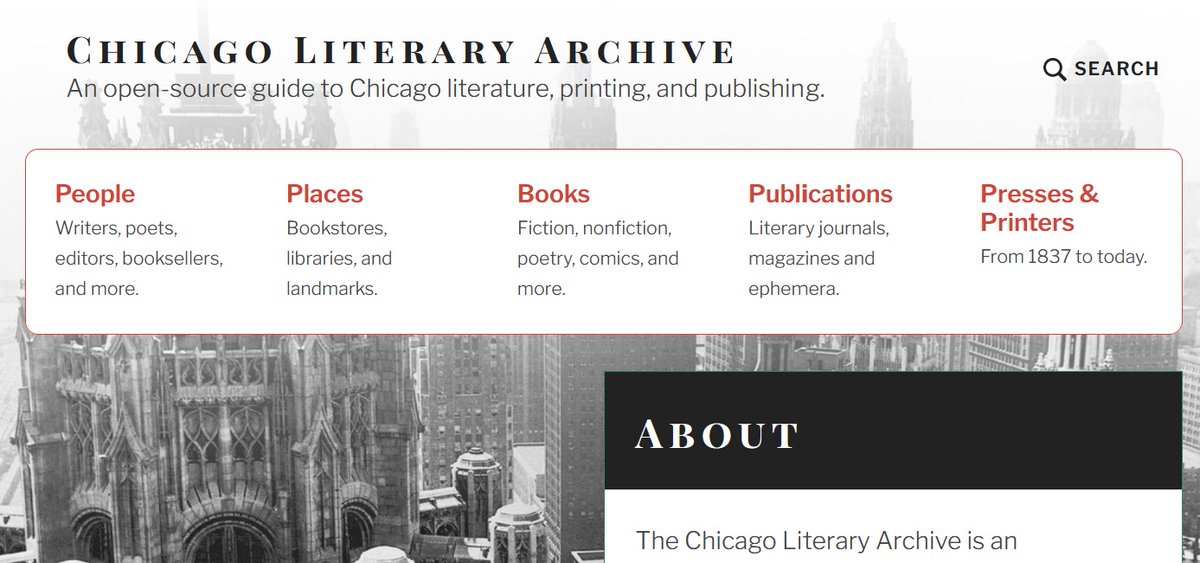 Some personal news!

Today I'm launching <a href="/ChicagoLiterary/">Chicago Literary Archive</a> — an open-source, online library dedicated to Chicago literature, printing, and publishing from 1837 to today. chicagoliteraryarchive.org