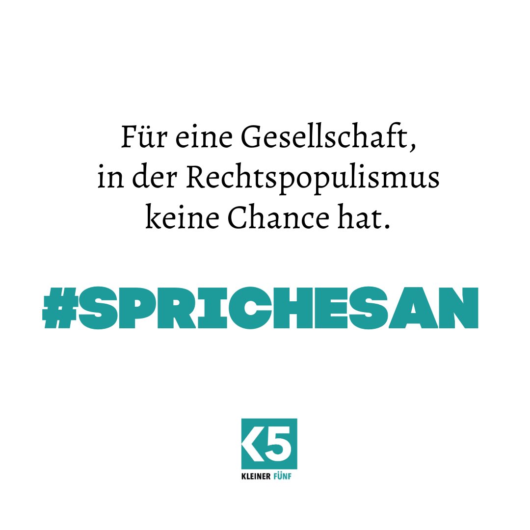 kleinerfuenf's tweet photo. Unsere Kampagne für das Superwahljahr 2021 ist gestartet! Auf Instagram & Facebook präsentieren wir unter #SprichEsAn in den nächsten Wochen Geschichten, Analysen und Aufrufe um dich zu inspirieren gegen Rechtspopulismus aktiv zu werden! #SprichEsAn #kleinerfuenf https://t.co/FRInEXfj5h