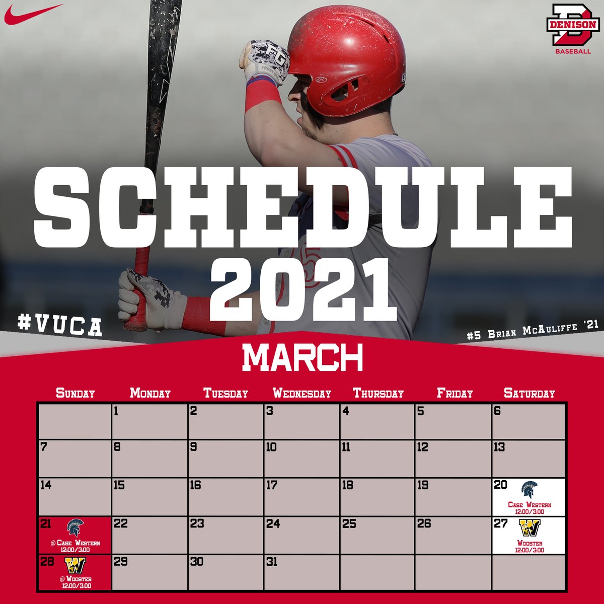 DU_Baseball's tweet photo. Schedule Release

We are less than a month away from opening day! Check out our 2021 Baseball Schedule

At this time, no fans from outside the immediate Denison community (students, faculty, and staff) will be allowed at our home games.

*Schedule is subject to change

#VUCA https://t.co/7uDJ7BbrVc