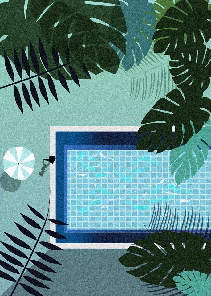Gyeleart's tweet photo. 'Pool time' #digitalart #Procreate #poolside #summer #thursday https://t.co/SwWKE1I1vu